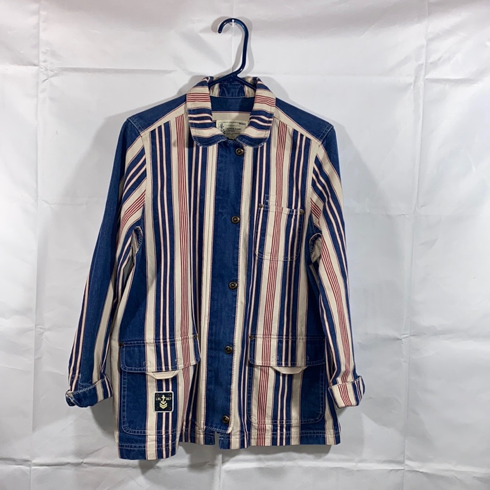 Lauren Jeans Company L petite striped jeans jacket